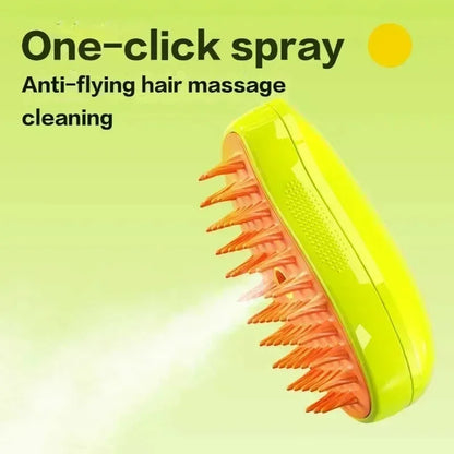 Professional 3-in-1 Electric Steam Brush for Pet Grooming and Shedding with Massage Function