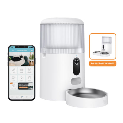 Purechew Dual Automatic Pet Feeder with HD Camera and Double Bowls for Cats and Dogs