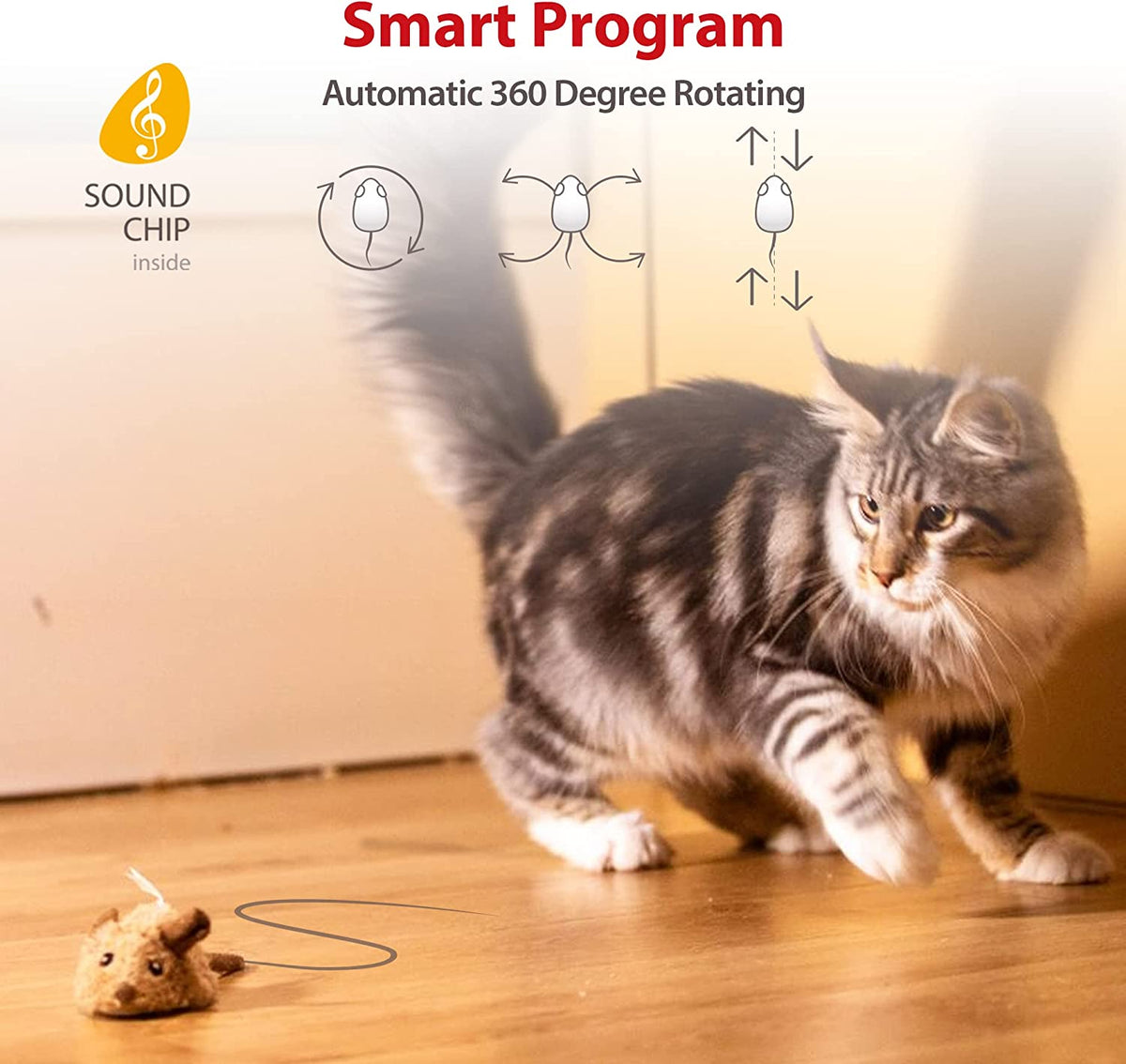 Interactive Automatic Mouse Toy for Cats with Realistic Squeaky Sound - Ideal for Indoor Play and Exercise (Brown Ear)
