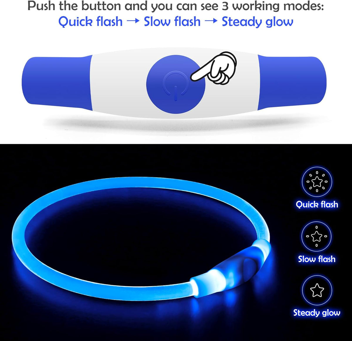 Light up Dog Collar,  USB Rechargeable Led Flash Dog Necklace