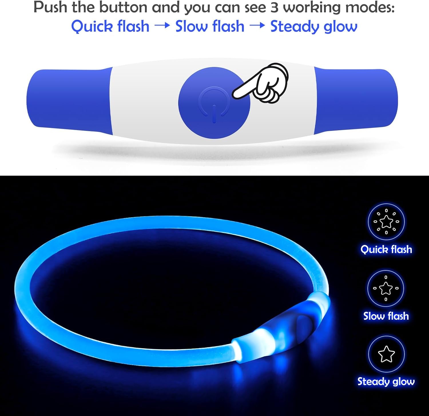 Light up Dog Collar,  USB Rechargeable Led Flash Dog Necklace