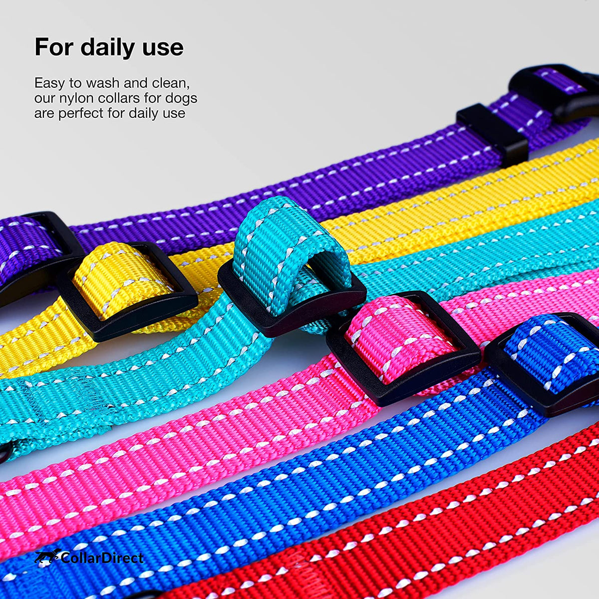 Reflective Dog Collar with Quick-Release Buckle - Orange, 10-13 Inches