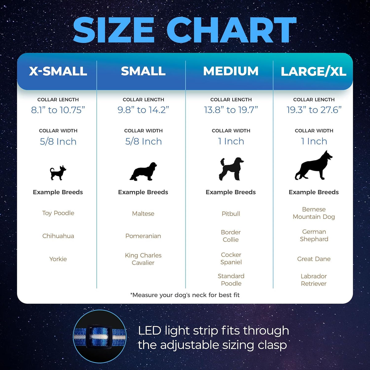 LED Dog Collar - Original USB Rechargeable & Waterproof - 1,000 Feet Visibility - Suitable for Small, Medium, and Large Dogs - USA Brand