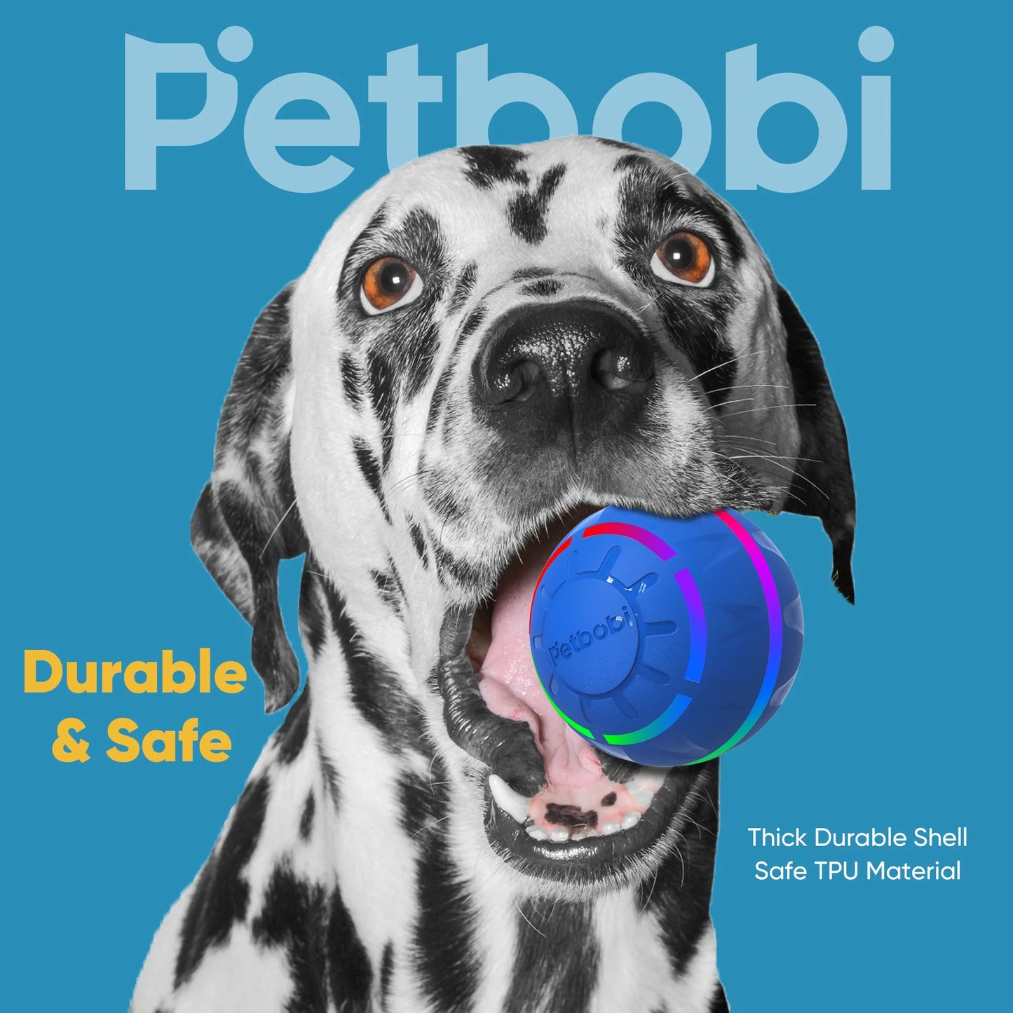 Interactive LED Dog Ball - Rechargeable Active Rolling Toy for Medium to Large Dogs, Blue