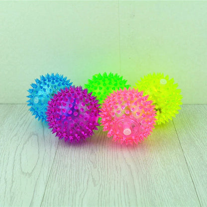 Durable Rubber Dog Spiky Chew Balls - Ultra Bouncy Squeaky Toys for Puppy Teething and Dental Care