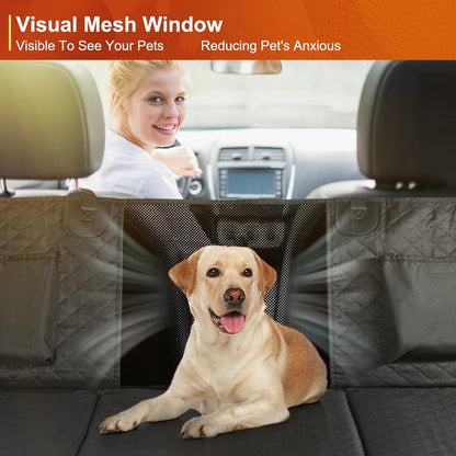 Premium Dog Car Seat Cover and Hammock for Backseat Protection in Cars, Trucks, and SUVs with Hard Bottom Design
