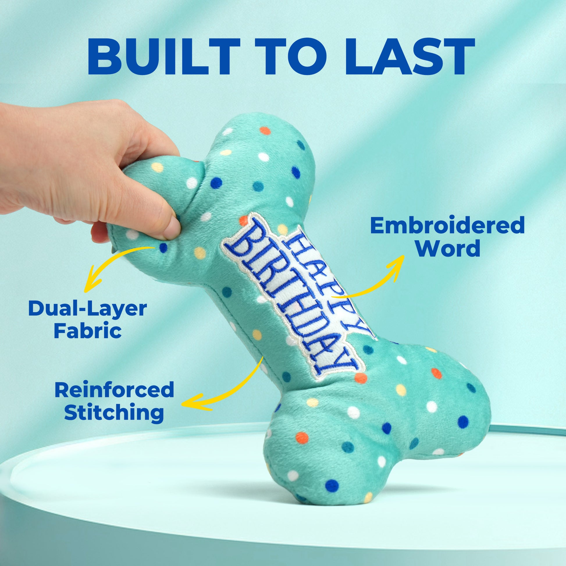 Dog Birthday Plush Squeaky Chew Toys - Bone Design for Small, Medium, and Large Dogs