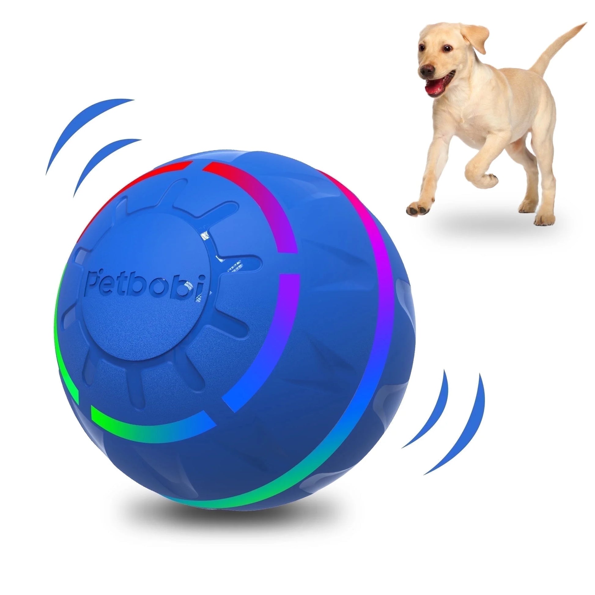 Interactive LED Dog Ball - Rechargeable Active Rolling Toy for Medium to Large Dogs, Blue