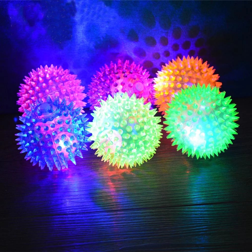 Durable Rubber Dog Spiky Chew Balls - Ultra Bouncy Squeaky Toys for Puppy Teething and Dental Care