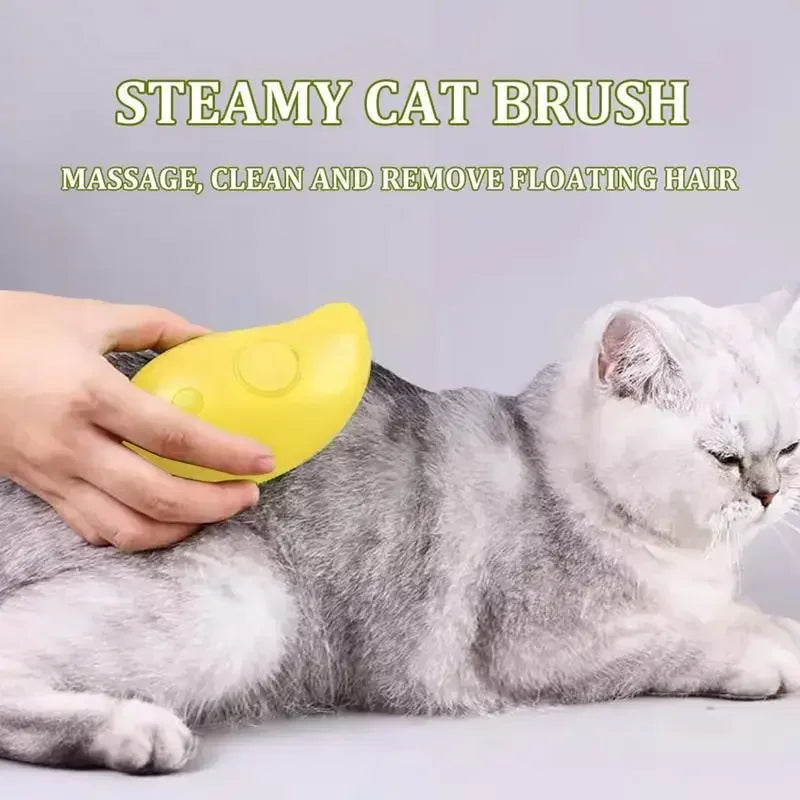 Professional 3-in-1 Electric Steam Brush for Pet Grooming and Shedding with Massage Function
