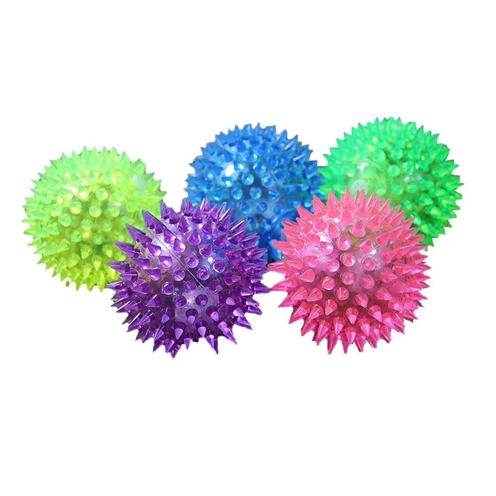 Durable Rubber Dog Spiky Chew Balls - Ultra Bouncy Squeaky Toys for Puppy Teething and Dental Care