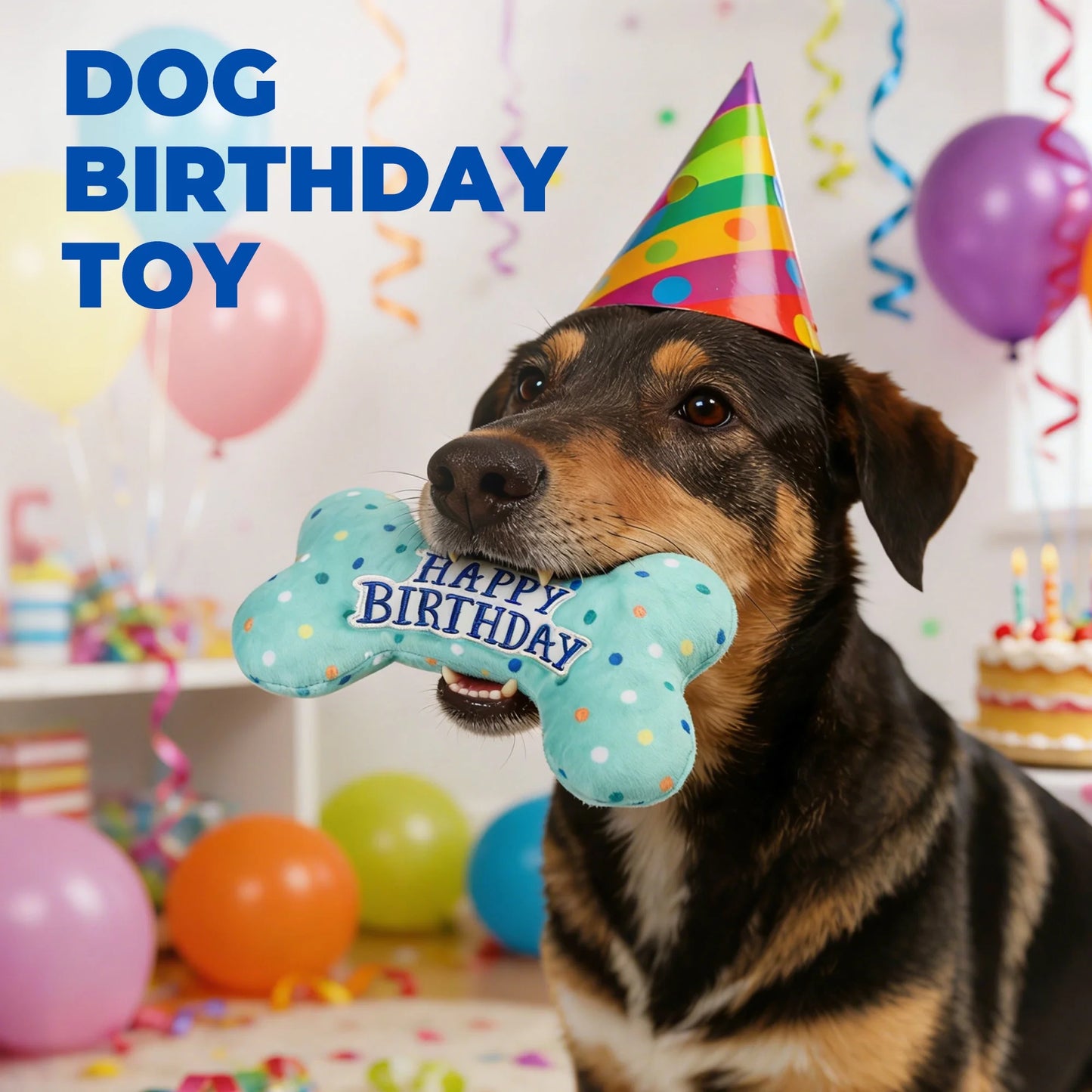 Dog Birthday Plush Squeaky Chew Toys - Bone Design for Small, Medium, and Large Dogs