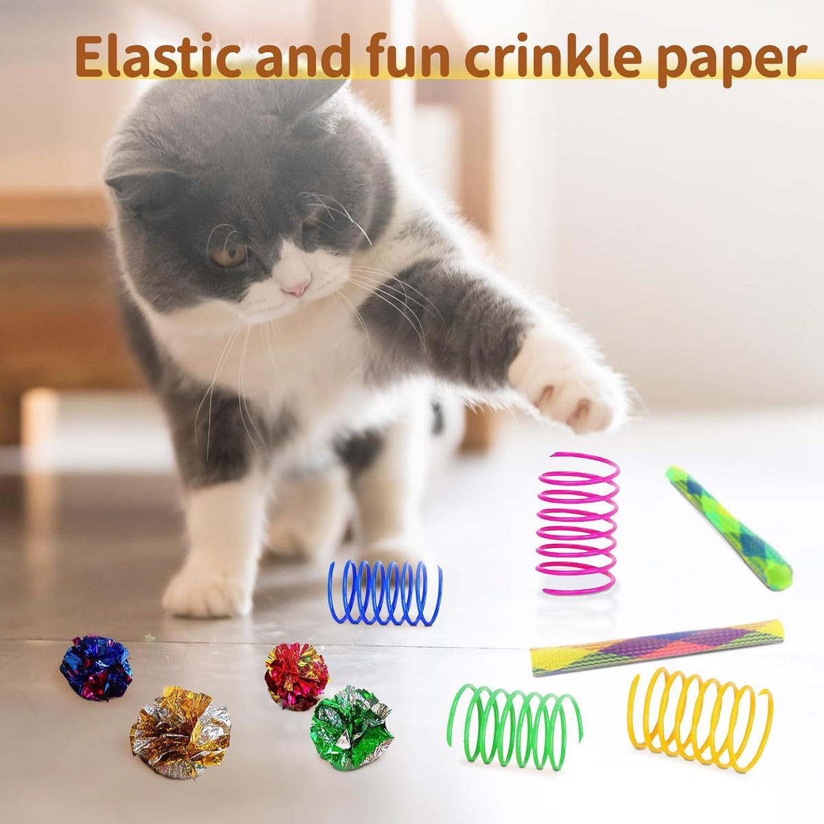25-Piece Cat Toy Set with Indoor Tunnel for Cats and Kittens