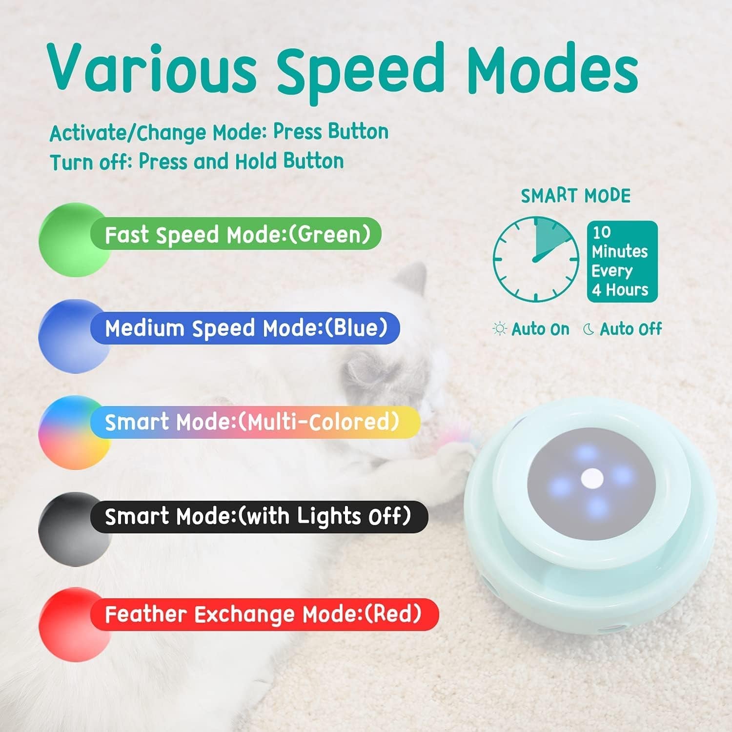 2-in-1 Interactive Cat Toy Set for Indoor Cats, Automatic Toy Balls and Mice with Feather Attachments, Dual Power Supply, Adjustable Speed, Auto On/Off Functionality
