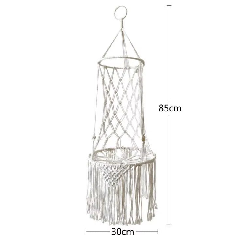 Handwoven Bohemian Macrame Cat Hammock Swing Bed for Home and Bedroom Wall Decoration