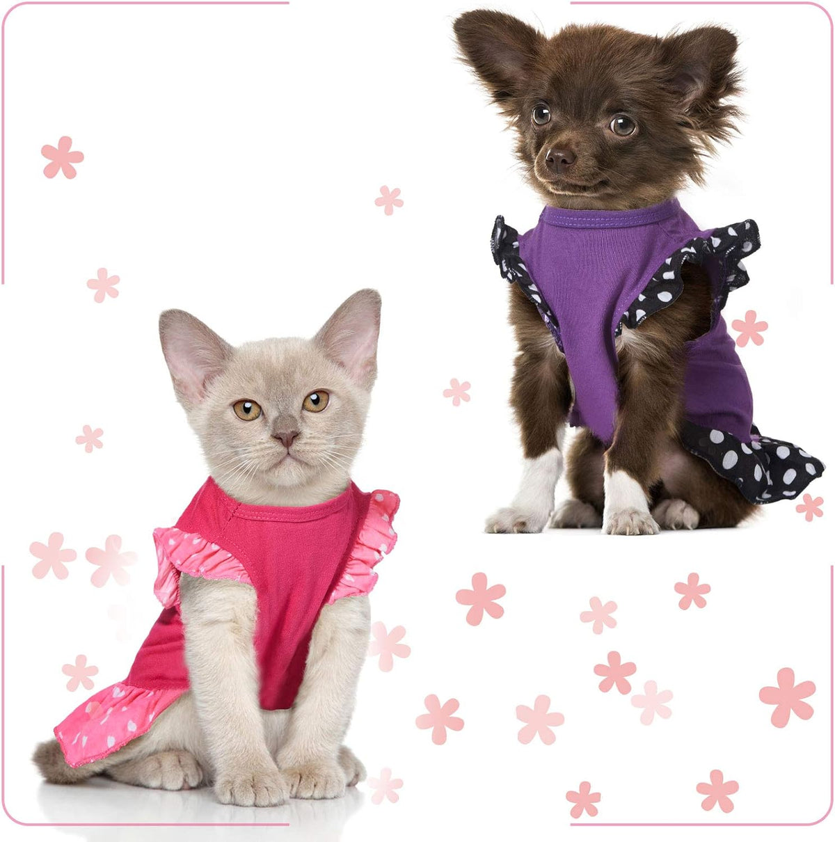2-Piece Cute Dog Dresses for Female Pets - Summer Apparel for Dogs and Cats (Love and Me, X-Small)