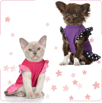 2-Piece Cute Dog Dresses for Female Pets - Summer Apparel for Dogs and Cats (Love and Me, X-Small)