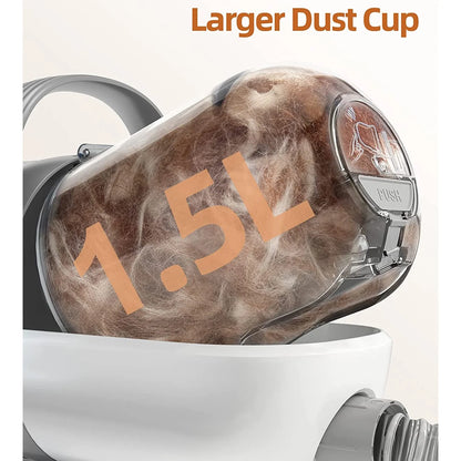 7-in-1 Professional Dog Grooming Kit with Low Noise Vacuum and 1.5L Dust Cup for Shedding, Includes 7 Grooming Tools for Dogs, Cats, and Home Cleaning, Gray