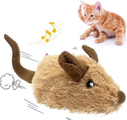 Interactive Automatic Mouse Toy for Cats with Realistic Squeaky Sound - Ideal for Indoor Play and Exercise (Brown Ear)