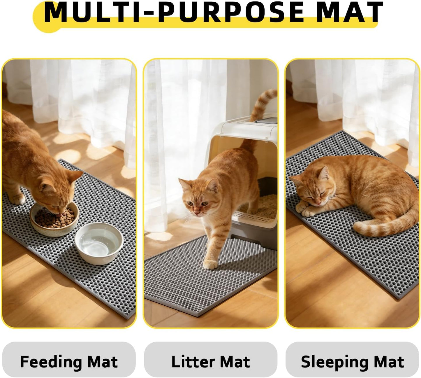 Cat Litter Mat,15"X24", Waterproof, Easy to Clean (Grey-1Pack)