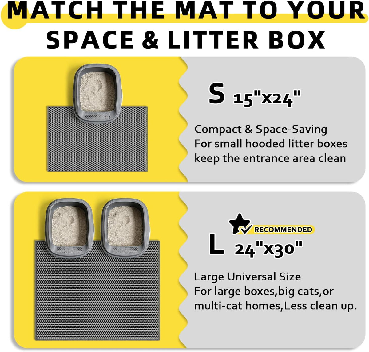 Cat Litter Mat,15"X24", Waterproof, Easy to Clean (Grey-1Pack)