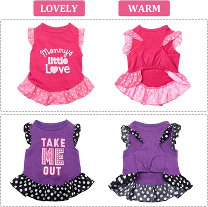 2-Piece Cute Dog Dresses for Female Pets - Summer Apparel for Dogs and Cats (Love and Me, X-Small)