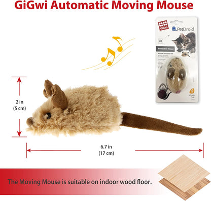 Interactive Automatic Mouse Toy for Cats with Realistic Squeaky Sound - Ideal for Indoor Play and Exercise (Brown Ear)