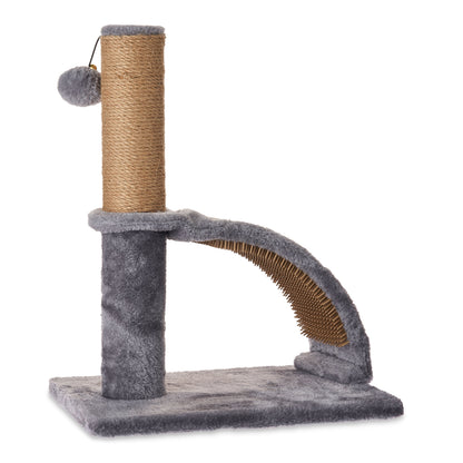 Jute Cat Scratching Post with Integrated Arch Massager, Gray, 17 Inches
