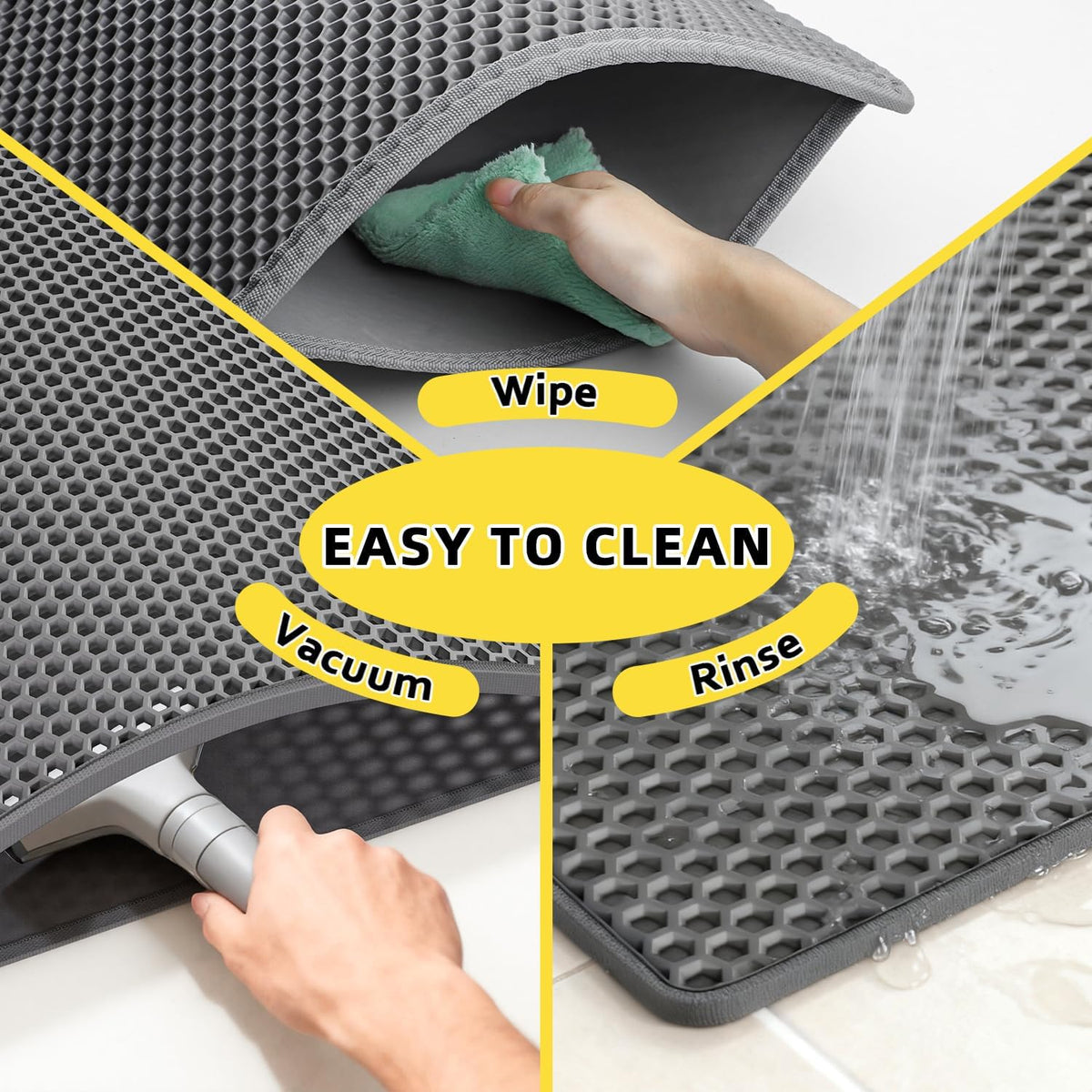 Cat Litter Mat,15"X24", Waterproof, Easy to Clean (Grey-1Pack)