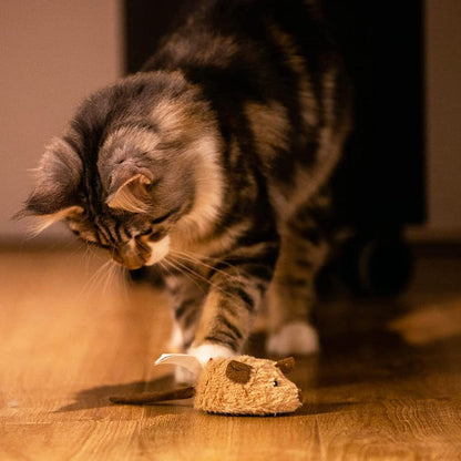 Interactive Automatic Mouse Toy for Cats with Realistic Squeaky Sound - Ideal for Indoor Play and Exercise (Brown Ear)
