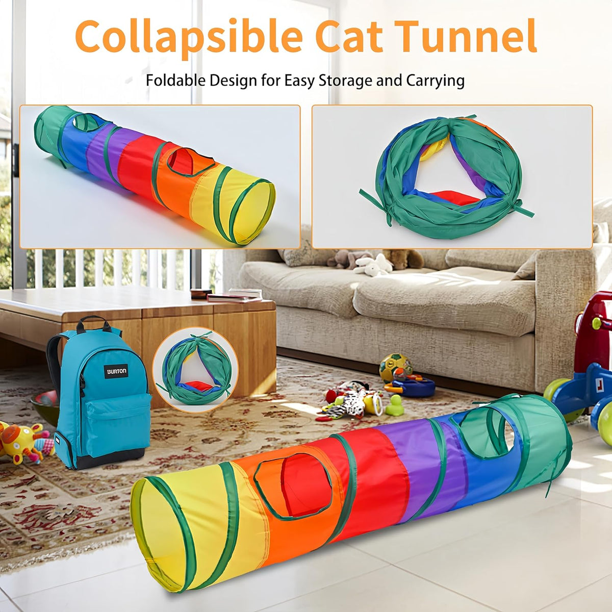 25-Piece Cat Toy Set with Indoor Tunnel for Cats and Kittens