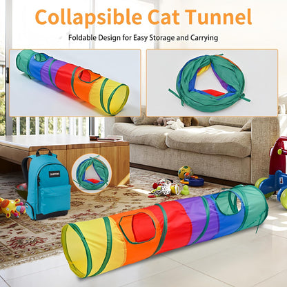 25-Piece Cat Toy Set with Indoor Tunnel for Cats and Kittens