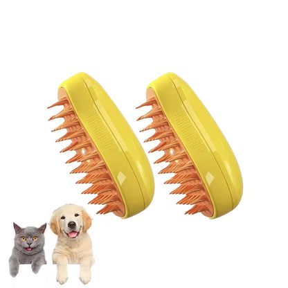 Professional 3-in-1 Electric Steam Brush for Pet Grooming and Shedding with Massage Function