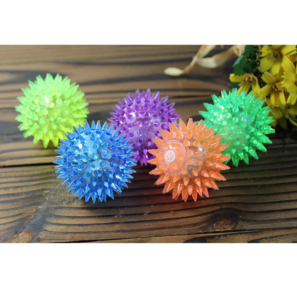 Durable Rubber Dog Spiky Chew Balls - Ultra Bouncy Squeaky Toys for Puppy Teething and Dental Care