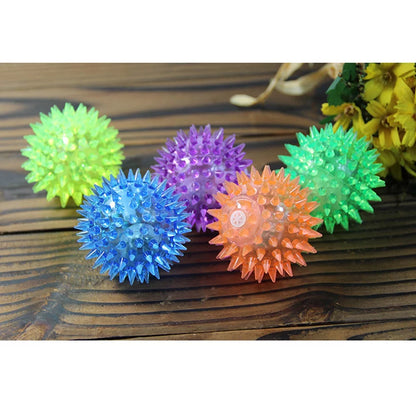 Durable Rubber Dog Spiky Chew Balls - Ultra Bouncy Squeaky Toys for Puppy Teething and Dental Care