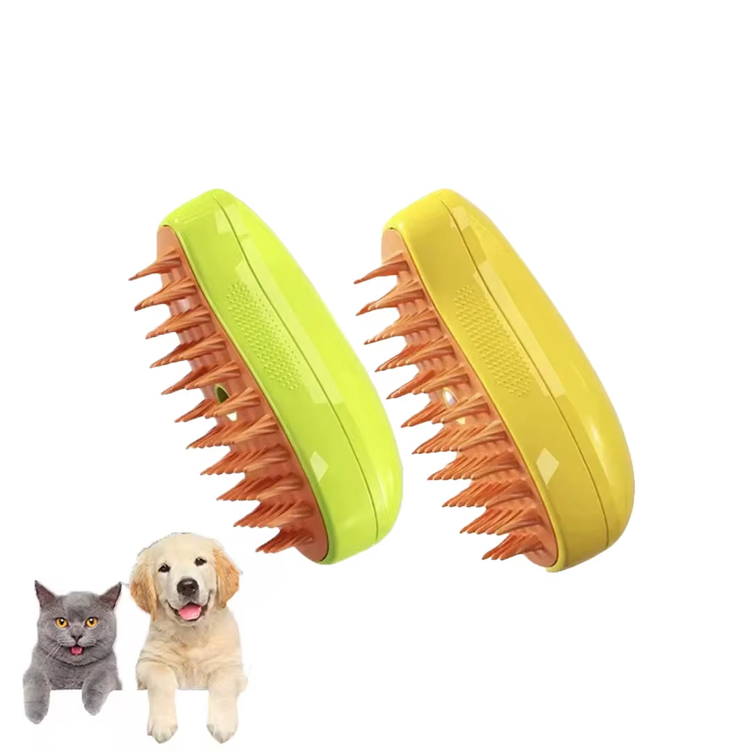 Professional 3-in-1 Electric Steam Brush for Pet Grooming and Shedding with Massage Function
