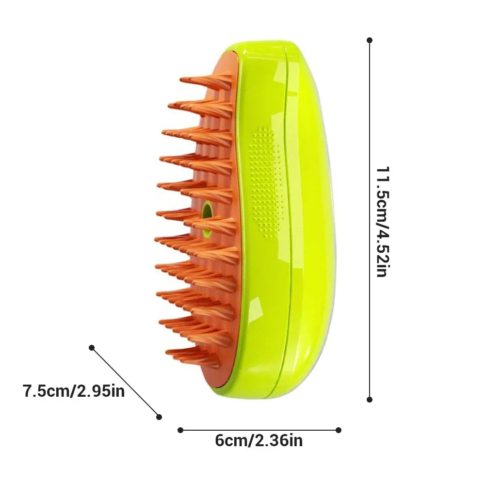 Professional 3-in-1 Electric Steam Brush for Pet Grooming and Shedding with Massage Function