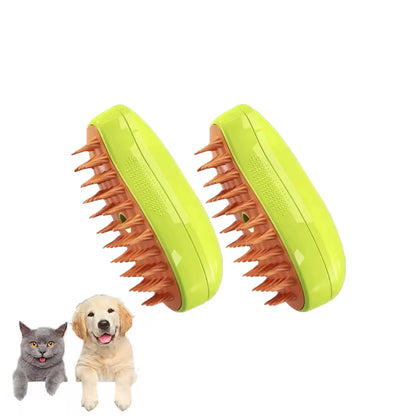 Professional 3-in-1 Electric Steam Brush for Pet Grooming and Shedding with Massage Function