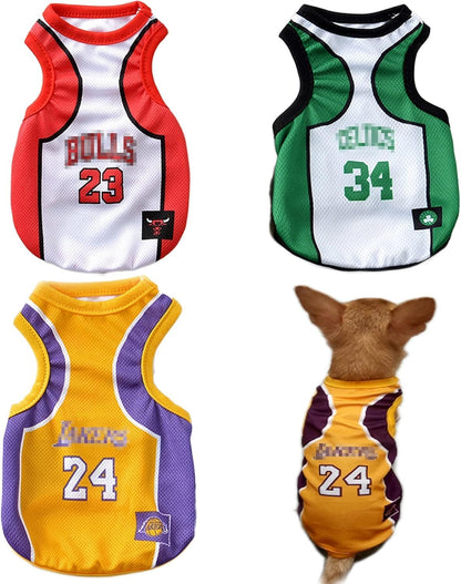 3-Pack Dog Apparel for Small Breeds - Basketball Jersey Outfits for Female Puppies and Male Medium Dogs, Suitable for Chihuahuas, Yorkies, and Bulldogs, Size S