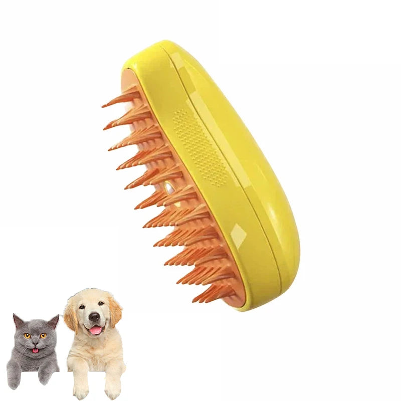 Professional 3-in-1 Electric Steam Brush for Pet Grooming and Shedding with Massage Function
