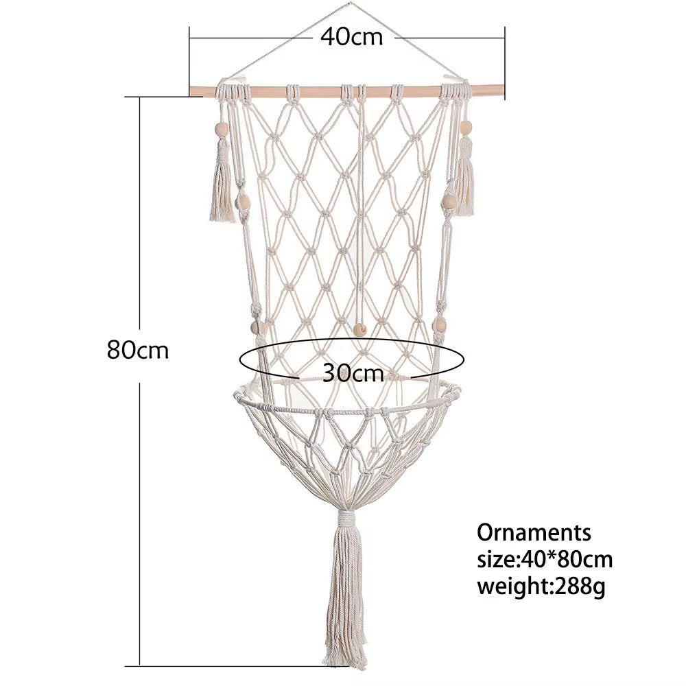 Handwoven Bohemian Macrame Cat Hammock Swing Bed for Home and Bedroom Wall Decoration