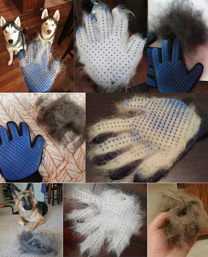 Pet Grooming Gloves for Dogs and Cats - Hair Remover Mitts with Massage and Deshedding Features, Blue (1 Pair)