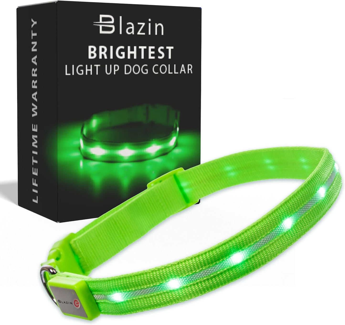 LED Dog Collar - Original USB Rechargeable & Waterproof - 1,000 Feet Visibility - Suitable for Small, Medium, and Large Dogs - USA Brand