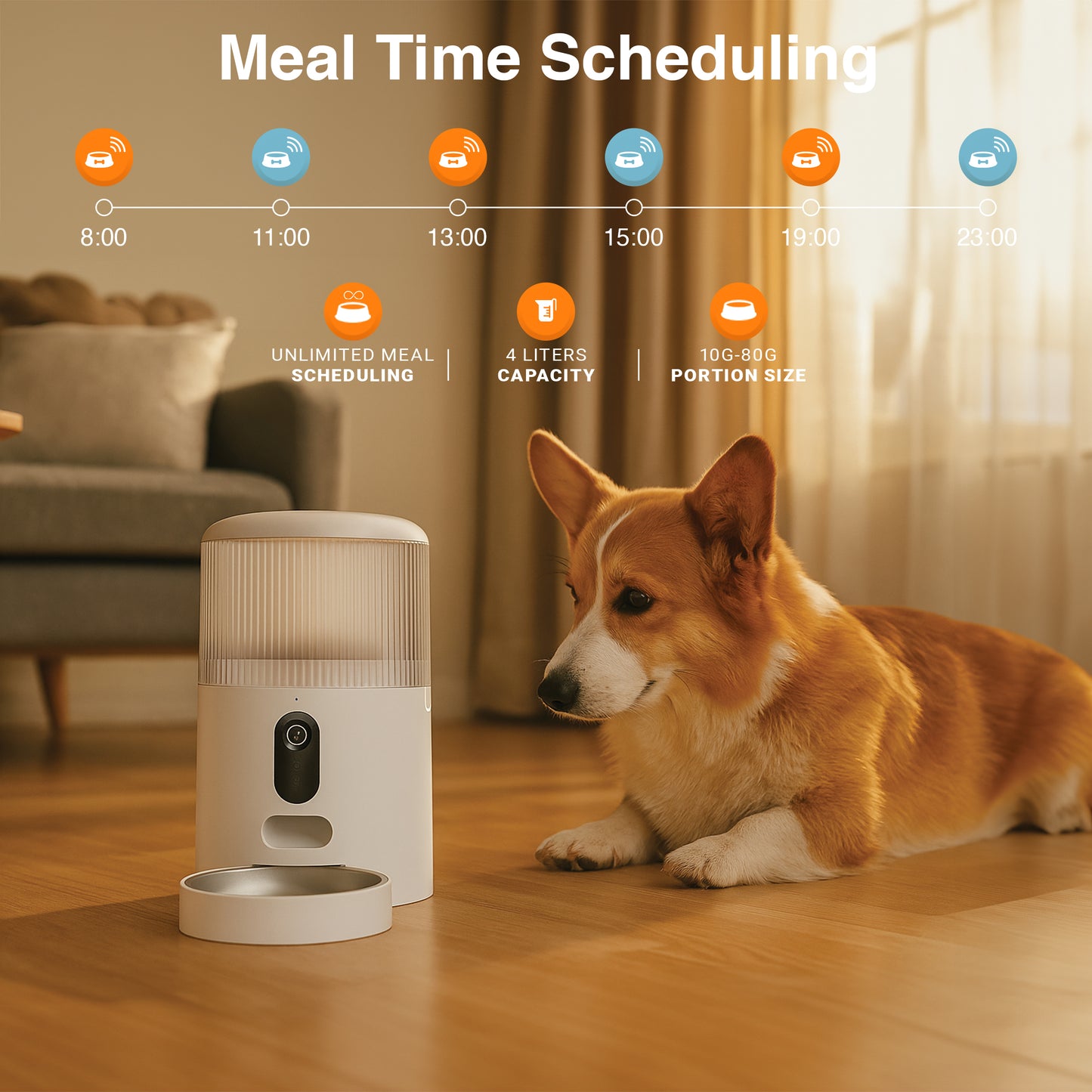 Purechew Dual Automatic Pet Feeder with HD Camera and Double Bowls for Cats and Dogs