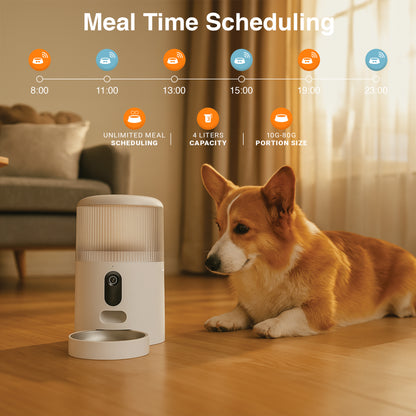 Purechew Dual Automatic Pet Feeder with HD Camera and Double Bowls for Cats and Dogs