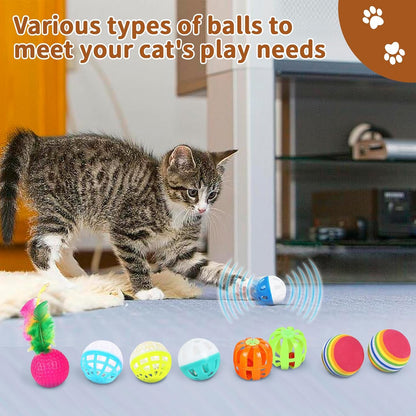 25-Piece Cat Toy Set with Indoor Tunnel for Cats and Kittens