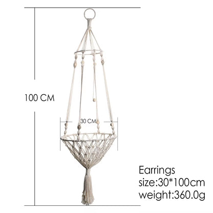 Handwoven Bohemian Macrame Cat Hammock Swing Bed for Home and Bedroom Wall Decoration